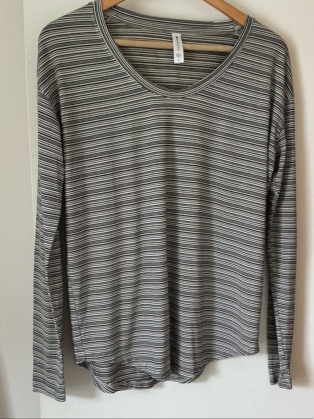 ATHLETA Striped Long Sleeve Tee - Black & White